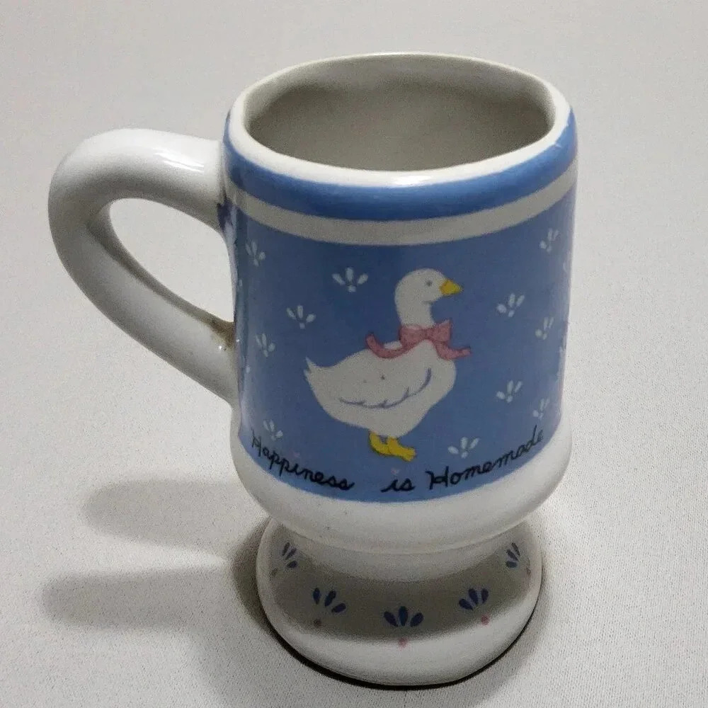 Happiness is Homemade Vintage Country Goose Mug Blue White W.A.1987